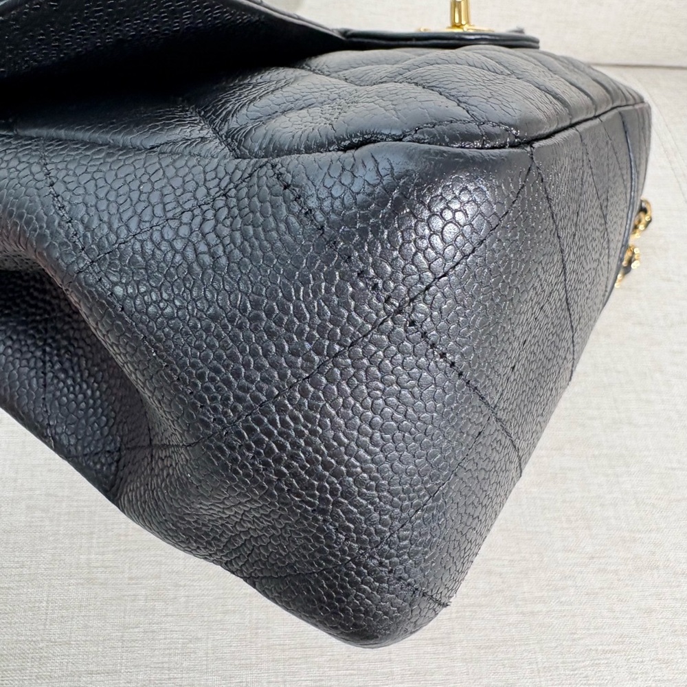 SOLD - CHANEL Black Caviar Classic Single Flap Jumbo GHW - Picture 7 of 16